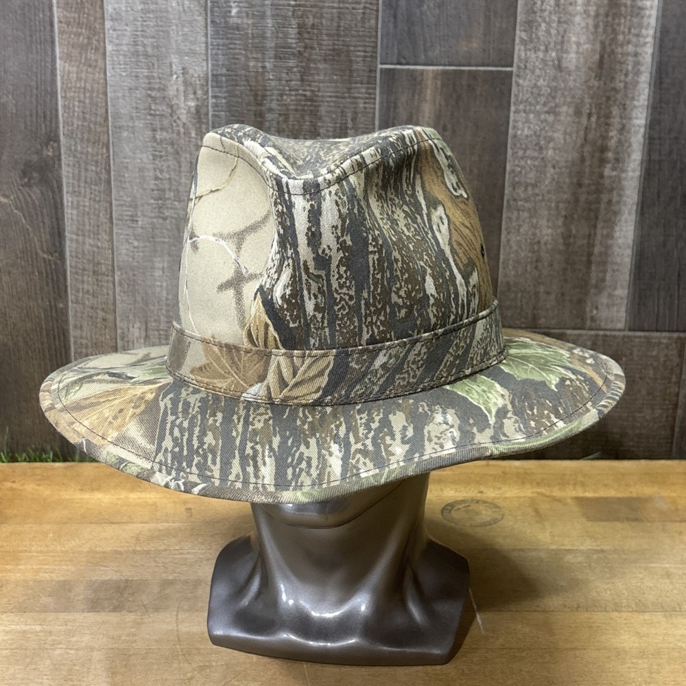 Realtree Camo Fedora Hat XL Made in USA Wide Brim Retro Hunting Outdoors